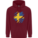 Torn Swedish Flag Sweden Day Football Mens 80% Cotton Hoodie Maroon