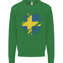 Torn Swedish Flag Sweden Day Football Mens Sweatshirt Jumper Irish Green