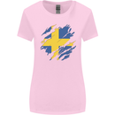 Torn Swedish Flag Sweden Day Football Womens Wider Cut T-Shirt Light Pink
