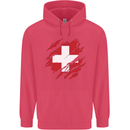 Torn Switzerland Flag Swiss Day Football Childrens Kids Hoodie Heliconia