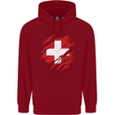 Torn Switzerland Flag Swiss Day Football Childrens Kids Hoodie Red