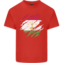Torn Tajikistan Flag Tajik Day Football Mens Cotton T-Shirt Tee Top Red