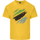 Torn Tanzania Flag Tanzanian Day Football Mens Cotton T-Shirt Tee Top Yellow