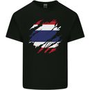 Torn Thailand Flag Thai Day Football Mens Cotton T-Shirt Tee Top Black