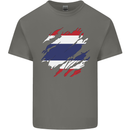 Torn Thailand Flag Thai Day Football Mens Cotton T-Shirt Tee Top Charcoal