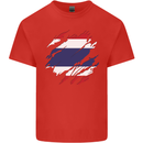 Torn Thailand Flag Thai Day Football Mens Cotton T-Shirt Tee Top Red