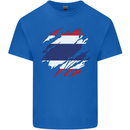 Torn Thailand Flag Thai Day Football Mens Cotton T-Shirt Tee Top Royal Blue