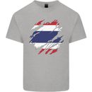 Torn Thailand Flag Thai Day Football Mens Cotton T-Shirt Tee Top Sports Grey
