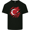 Torn Turkey Flag Turkish Day Football Mens Cotton T-Shirt Tee Top Black