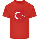 Torn Turkey Flag Turkish Day Football Mens Cotton T-Shirt Tee Top Red