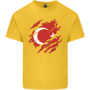 Torn Turkey Flag Turkish Day Football Mens Cotton T-Shirt Tee Top Yellow
