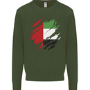 Torn UAE Flag Day Emirati Day Football Mens Sweatshirt Jumper Forest Green