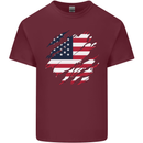 Torn USA Flag Independance Day Football Mens Cotton T-Shirt Tee Top Maroon