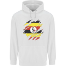 Torn Uganda Flag Ugandan Day Football Mens 80% Cotton Hoodie White