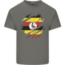 Torn Uganda Flag Ugandan Day Football Mens Cotton T-Shirt Tee Top Charcoal