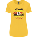 Torn Uganda Flag Ugandan Day Football Womens Wider Cut T-Shirt Yellow