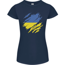 Torn Ukraine Flag Ukrainian Day Football Womens Petite Cut T-Shirt Navy Blue