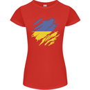 Torn Ukraine Flag Ukrainian Day Football Womens Petite Cut T-Shirt Red