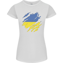 Torn Ukraine Flag Ukrainian Day Football Womens Petite Cut T-Shirt White