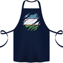 Torn Uzbekistan Flag Ukbek Day Football Cotton Apron 100% Organic Navy Blue