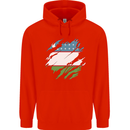 Torn Uzbekistan Flag Ukbek Day Football Mens 80% Cotton Hoodie Bright Red
