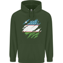 Torn Uzbekistan Flag Ukbek Day Football Mens 80% Cotton Hoodie Forest Green