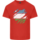 Torn Uzbekistan Flag Ukbek Day Football Mens Cotton T-Shirt Tee Top Red