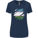 Torn Uzbekistan Flag Ukbek Day Football Womens Wider Cut T-Shirt Navy Blue