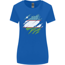 Torn Uzbekistan Flag Ukbek Day Football Womens Wider Cut T-Shirt Royal Blue
