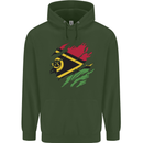 Torn Vanuatu Flag Day Football Childrens Kids Hoodie Forest Green