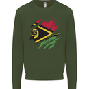Torn Vanuatu Flag Day Football Kids Sweatshirt Jumper Forest Green
