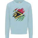 Torn Vanuatu Flag Day Football Kids Sweatshirt Jumper Light Blue