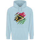 Torn Vanuatu Flag Day Football Mens 80% Cotton Hoodie Light Blue