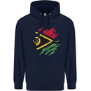 Torn Vanuatu Flag Day Football Mens 80% Cotton Hoodie Navy Blue