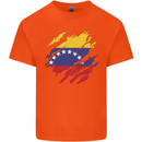 Torn Venezuela Flag Venezuelans Day Football Kids T-Shirt Childrens Orange