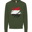 Torn Yemen Flag Yemeni Day Football Kids Sweatshirt Jumper Forest Green