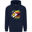 Torn Zimbabwe Flag Zimbabwean Day Football Mens 80% Cotton Hoodie Navy Blue
