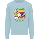 Torn Zimbabwe Flag Zimbabwean Day Football Mens Sweatshirt Jumper Light Blue