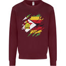 Torn Zimbabwe Flag Zimbabwean Day Football Mens Sweatshirt Jumper Maroon