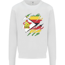 Torn Zimbabwe Flag Zimbabwean Day Football Mens Sweatshirt Jumper White