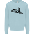Trains Locomotive Steam Engine Trainspotting Kids Sweatshirt Jumper Light Blue