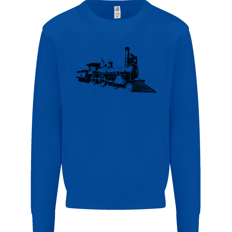 Trains Locomotive Steam Engine Trainspotting Kids Sweatshirt Jumper Royal Blue