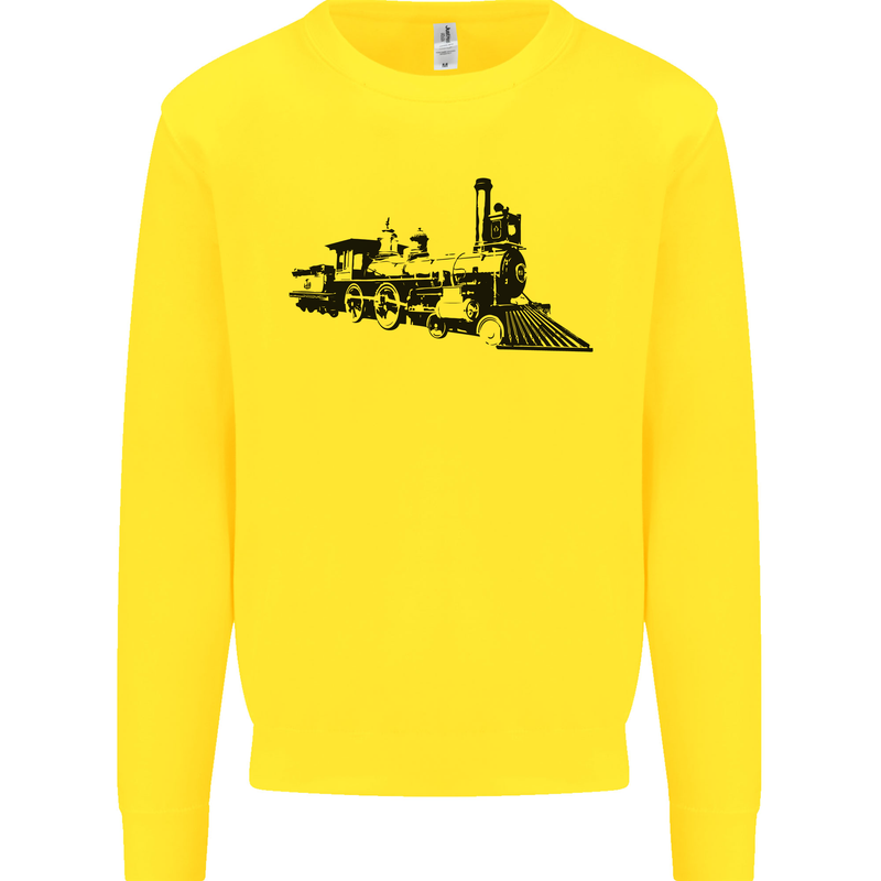 Trains Locomotive Steam Engine Trainspotting Kids Sweatshirt Jumper Yellow