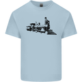 Trains Locomotive Steam Engine Trainspotting Mens Cotton T-Shirt Tee Top Light Blue