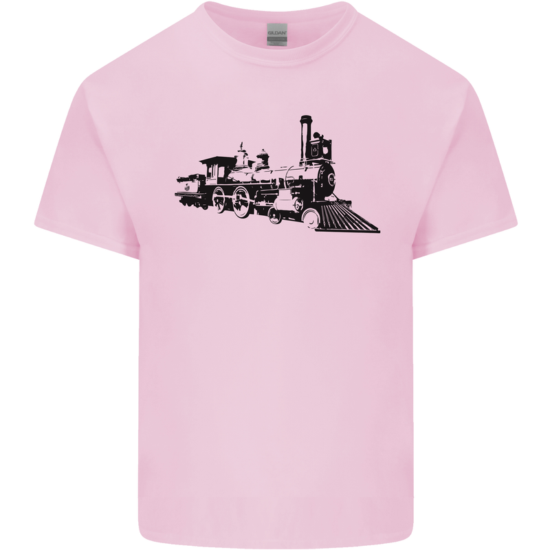 Trains Locomotive Steam Engine Trainspotting Mens Cotton T-Shirt Tee Top Light Pink