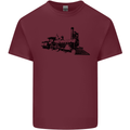 Trains Locomotive Steam Engine Trainspotting Mens Cotton T-Shirt Tee Top Maroon