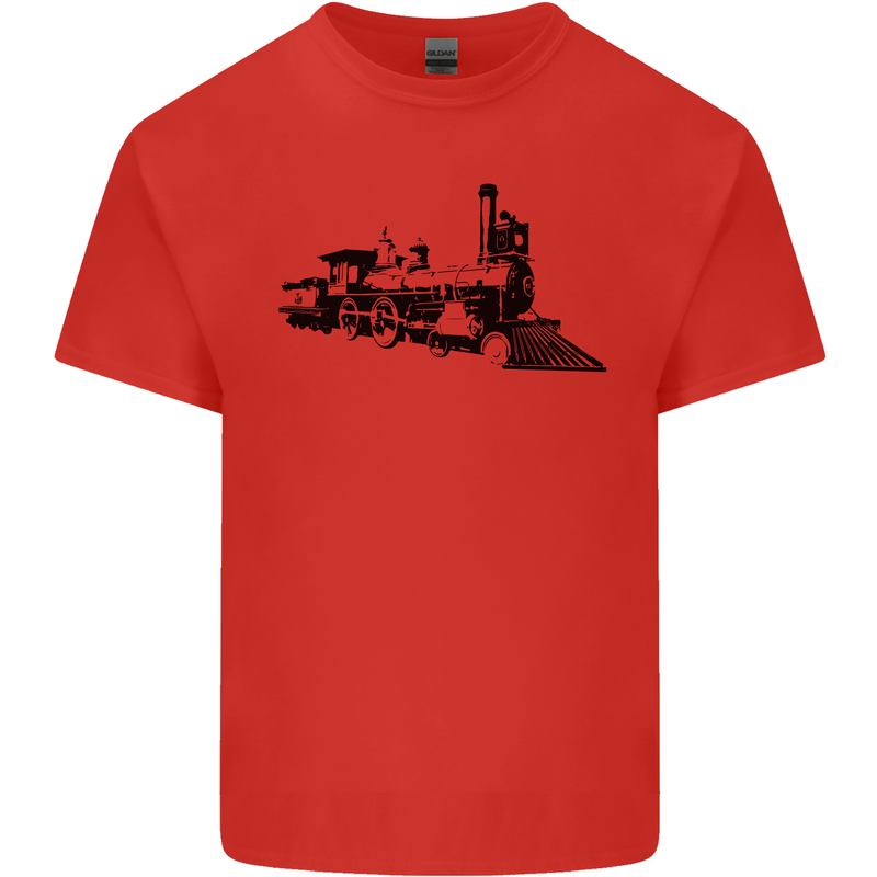 Trains Locomotive Steam Engine Trainspotting Mens Cotton T-Shirt Tee Top Red