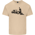 Trains Locomotive Steam Engine Trainspotting Mens Cotton T-Shirt Tee Top Sand