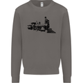Trains Locomotive Steam Engine Trainspotting Mens Sweatshirt Jumper Charcoal