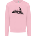 Trains Locomotive Steam Engine Trainspotting Mens Sweatshirt Jumper Light Pink